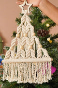 Axyaa Boho Christmas Macrame Wall Art Tree Decor - Holiday Xmas Hanging