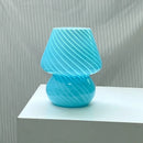 Axyaa Glass LED Mushroom Table Lamp: Korean Ins Style Striped Decor, Cute & Translucent