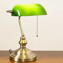 Axyaa Vintage Banker Desk Lamp with Green Glass Lampshade