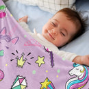 Axyaa Purple Unicorn Flannel Blanket - Soft Cozy Lightweight Plush Throw, Baby Shower Birthday Gift
