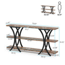 Axyaa 3 Tier Narrow Console Table with Long Sofa Entry, 70.8 Inch Storage Shelves