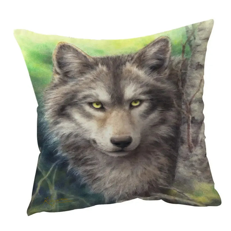 Axyaa Wildlife Animals Cushion Covers 45X45CM Wolf Fox Tiger Christmas Cats Girls
