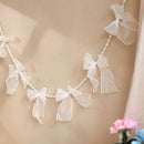 Axyaa White Organza and Pearl Garland: Elegant Wedding and Home Decor Banner