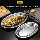 Axyaa Stainless Steel Oval Fish Plate for Dining, Sushi, Snacks, and Desserts