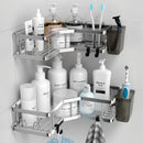 Axyaa Stainless Steel Triangle Double Layer Shelf - Space Saving Bathroom Kitchen Corner Storage