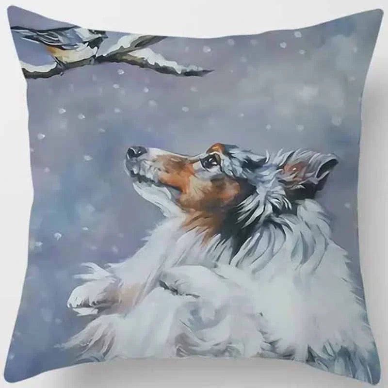 Cute Dog Pattern Square Pillow Covers For Home Decor by Axyaa