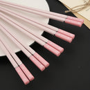 Axyaa Pink Cherry Blossom Non-Slip Alloy Chopsticks – Set of 5 Pairs