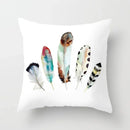 Axyaa White Feather Pillowcase Blue Polyester Cushion Cover for Home Decor
