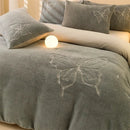 Axyaa Warm Fleece Embroidery 4-Piece Set | Cozy Contrast Colors | Skin-friendly & Thick