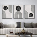 Axyaa Abstract Islamic Calligraphy Canvas Wall Art - Black Geometry Boho Line Décor