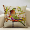 Axyaa Bird Parrot Sofa Cushion Cover 45x45cm Linen Pillowcase for Home & Hospitality