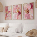 Axyaa Abstract Pink Floral Oil Painting Prints, Modern Wall Art Set