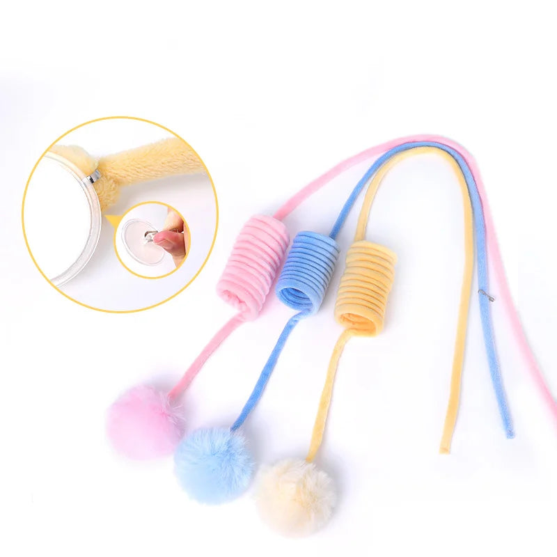 Axyaa Plush Ball Cat Teaser Toy: Interactive, Stretchable, Hanging Fun for Kittens
