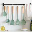 Axyaa Silicone Kitchen Utensils Set with Wooden Handle - Non-stick Cookware Tools
