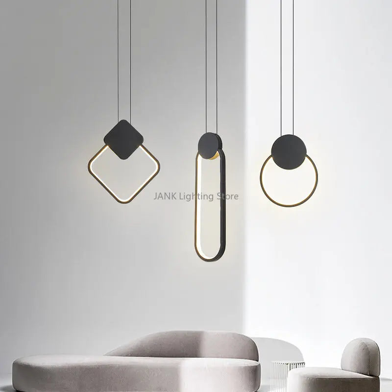 Axyaa Nordic Square Circle LED Pendant Light Chandelier - Modern Home Decor