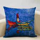 Axyaa African Oil Painting Art Pillow Case 45x45cm Linen Cushion Cover