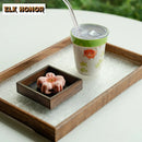 Axyaa Black Walnut Glass Tea Tray: Wooden Tableware Dessert Plate Holder