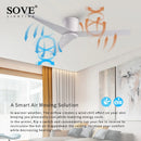 Axya Modern White Black Ceiling Fan Aluminum Blade with Remote Control 220V