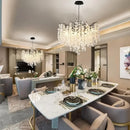 Axyaa Round Black Crystal Chandelier for Living Room or Bedroom
