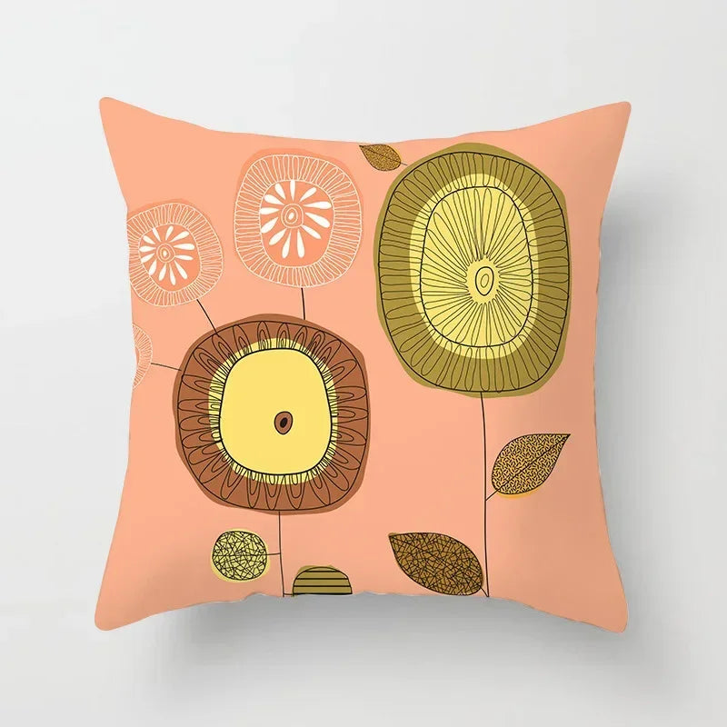 Axyaa Abstract Line Flower Print Pillowcase