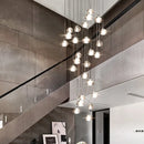 Axyaa Modern Crystal Ball LED Chandelier for Stairway, Living Room, and Loft Kitchen Lighting