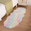 Axyaa Oval Faux Rabbit Fur Plush Rug for Home Decor and Living Room