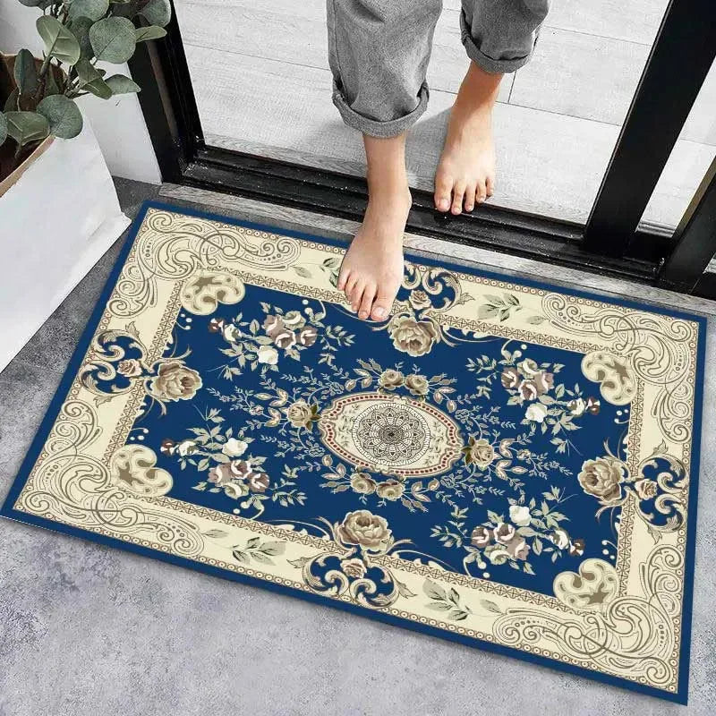 Axyaa Geometric Print Non-Slip Kitchen Rug: Bohemian Ethnic Style, Modern Design