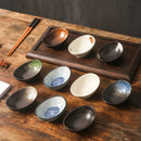 Axyaa Japanese Style Ceramic Snack Plates with Dipping Bowls