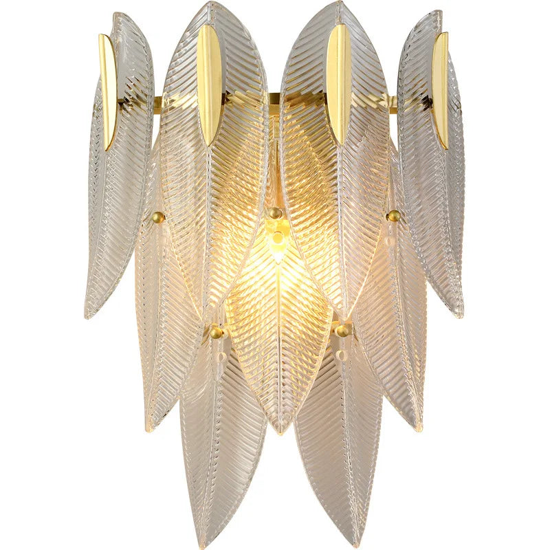 Axyaa Modern Luxury Feather Leaves LED Wall Lamp for Bedroom and Living Room