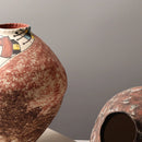 Axyaa Graffiti Vintage Ceramic Vase | Hand-drawn Coarse Pottery Flower Bottle