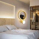 Axyaa Nordic Circle Ball Wall Lamps, Retro Minimalist Bedside Light, Gold