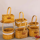 Axyaa Woven Rattan Flower Basket with Waterproof Lining and Handle