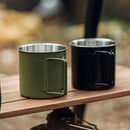 Axyaa Stainless Steel Camping Cup for Outdoors - Lightweight & Foldable Handle