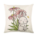 Axyaa Spring Rabbit Pillowcase 45x45cm Decorative Linen Sofa Cushion Cover