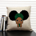 Axyaa Cute Cartoon Girl Pillow Case Africa Baby Cushion Cover Home Decor Linen Pillowcase