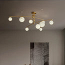Axyaa Spanish Marble Chandelier Brass Black Finish Dimmable Ceilings Lustre