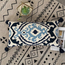 Axyaa Bohemian Tufted Lumbar Pillow Cover with Geometric Floral Embroidery & Pompom Tassels