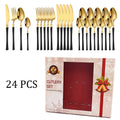 Axyaa 24Pcs Stainless Steel Cutlery Set - Luxury Dinnerware & Flatware Gift Box