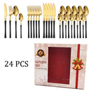 Axyaa 24Pcs Stainless Steel Cutlery Set - Luxury Dinnerware & Flatware Gift Box