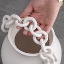 Axyaa Geometric Chain Ceramic Vase: Stylish Handcrafted Room Decor & Flower Holder