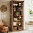 Axyaa 6-Tier Freestanding Wood Bookcase, 75-Inch Tall Large Display Shelves