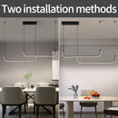 Axyaa Modern LED Pendant Light for Dining Room, Adjustable Height, Black Linear Fixture
