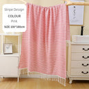 Axyaa Stripe Beach Sports Towel with Tassel for Gym, Camping, Sauna, and Swimming Pool