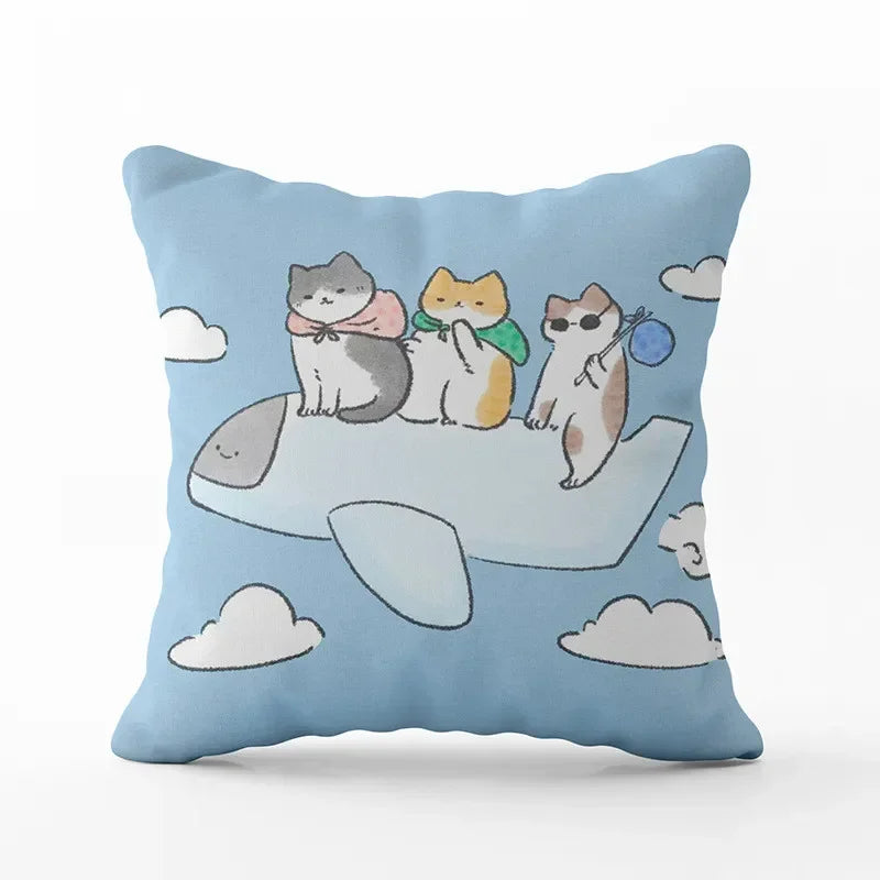 Cute Cat Pillowcase by Axyaa: Modern Design Home Decor Cushion Cover for Sofa