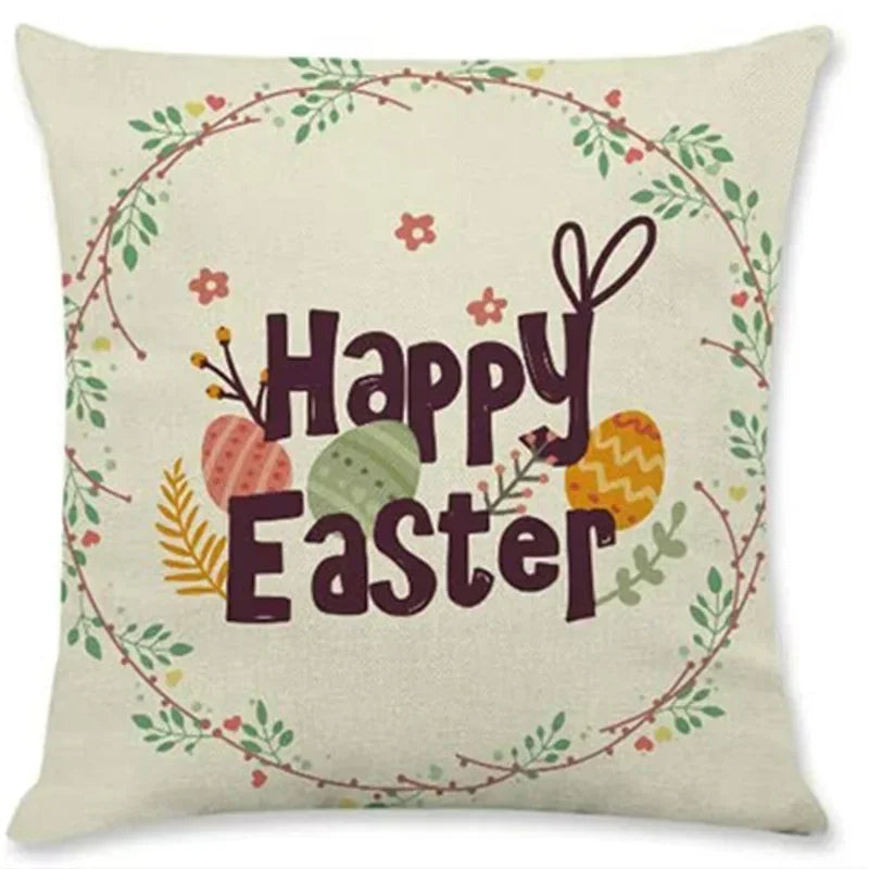 Easter Rabbit Eggs Design Linen Pillowcase - Axyaa Brings Spring Joy