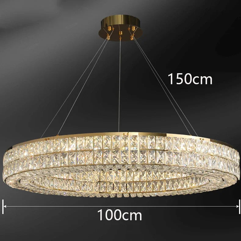 Axyaa Crystal Circle Pendant Light: Minimalist Modern Luxury for Elegant Bedrooms