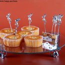 Axya Stainless Steel Fruit Fork Set & Cheese Base Organizer - Decorative Tableware
