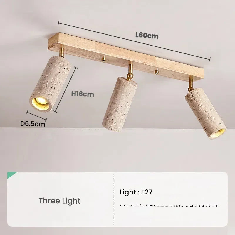 Axyaa Stone Metals Ceiling Light with 3 Warm Light Heads for Living Rooms