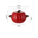 Axyaa Pumpkin Binaural Ceramic Soup Pot with Lid Large Noodle Bowl