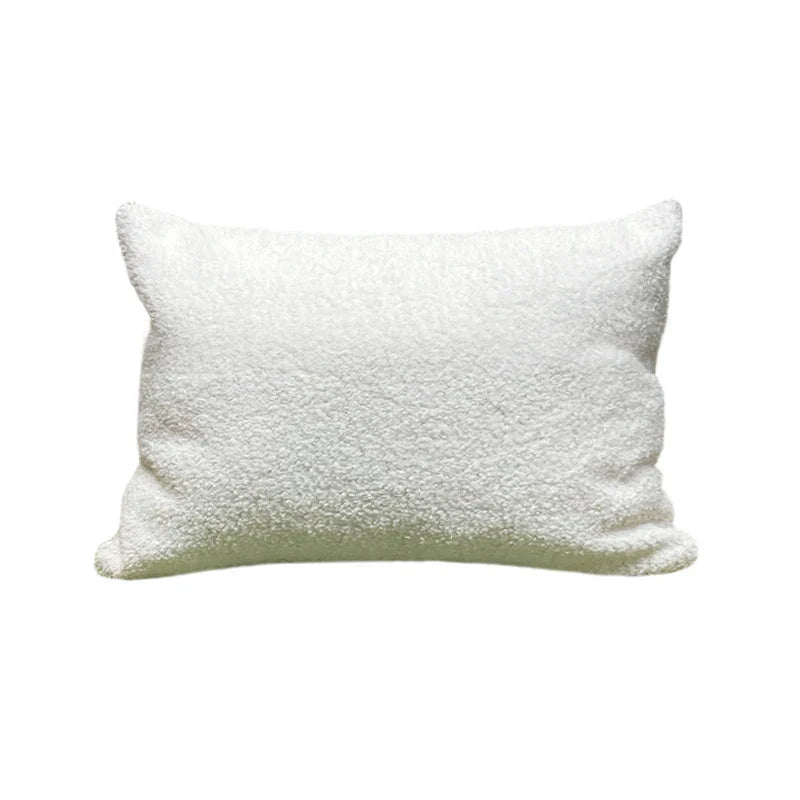 Axyaa Teddy Faux Fur Cushion Cover 30x50 Throw Pillow Cover White Sofa Decor